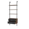 Ladder Bookcase, Vertical open space shelf with 2 drawers, office bookshelf wall mount required (walnut),provides storage for artwork, decorative figu