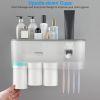 Multifunctional Wall Mount Toothbrush Holder Rack Organizer Handsfree Automatic Toothpaste Dispenser Squeezer with Magnetic Cups 4 Toothbrush Slots 1