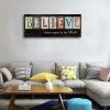 Believe Sign Inspirational Motto Canvas Prints,Motivational Quotes Canvas Wall Art for Living Room,Christian Wall Decor Wood Grain Background Painting