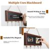 Wooden Hanging Picture Frame Photo Display String Ropes with 30 Clips Writable Blackboard Wall Decoration Postcard Artwork Picture Organizer