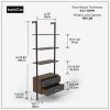 Ladder Bookcase, Vertical open space shelf with 2 drawers, office bookshelf wall mount required (walnut),provides storage for artwork, decorative figu