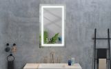 40*24 LED Lighted Bathroom Wall Mounted Mirror with High Lumen+Anti-Fog Separately Control+Dimmer Function