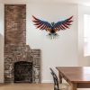 1 Pack/3pcs; Metal Wall Art (40"x24"); Oversize Metal Eagle Wall Decor American Flag Bald Eagle Hanging Patriotic Sculpture Independence Day Wall Deco