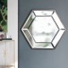 20" x 18" Hexagon Wall Mirror with Contemporary Glass Design, Home Decor Accent Mirror for Living Room, Entryway, Bedroom