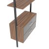 Ladder Bookcase, Vertical open space shelf with 2 drawers, office bookshelf wall mount required (walnut),provides storage for artwork, decorative figu