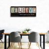 Believe Sign Inspirational Motto Canvas Prints,Motivational Quotes Canvas Wall Art for Living Room,Christian Wall Decor Wood Grain Background Painting