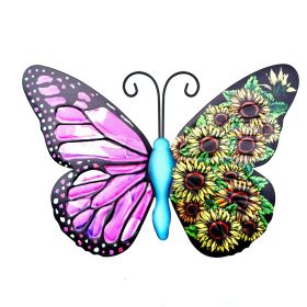 1pc/4pcs, Metal Butterfly Wall Art Decor, 3D Outdoor Sculpture Iron Outdoor Hanging Decor Ornaments, Metal Hand-made Butterfly Wall Art, Fence Decorat (Style: Purple)