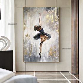 Handmade Oil Painting Canvas Wall Art Decoration Portrait Ballet Girl Home Living Room hallway bedroom luxurious decorative painting (Size: 60x90cm)