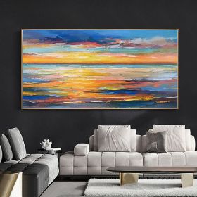 Handmade Hand Painted Wall Art On Canvas Abstract Knife Painting Landscape Dusk For Home Decoration Decor (Size: 150x220cm)