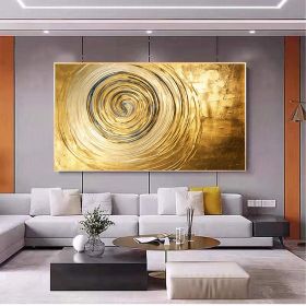 Hand Painted Oil Painting Original Gold Texture Oil Painting on Canvas Large Wall Art Abstract Minimalist Painting Golden Decor Custom Painting Living (Style: 1, Size: 60x120cm)