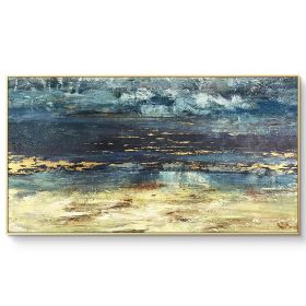 Gold Foil Texture Wall Art Picture 100% Hand Painted Modern Abstract Oil Painting On Canvas For Living Room Home Decor No Frame (Size: 75x150cm)