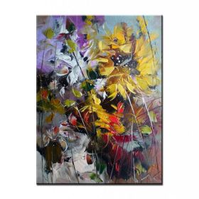 Unframed Handmade Texture Knife Flower Tree Abstract Modern Wall Art Oil Painting Canvas Home Wall Decor For Room Decoration (Size: 50X70cm)