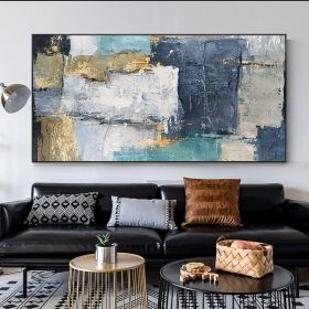 Abstract Hand Painted Color Block Oil Painting on The Canvas Posters and Modern Wall Art Picture for Living Room Decor (Size: 75x150cm)