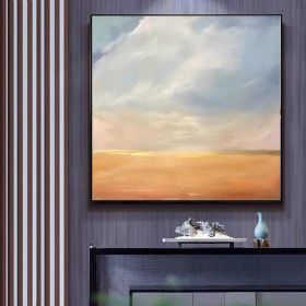 Top Artist Hand Painted Abstract Blue Oil Painting On Canvas Modern Wall Pictures For Living Room hotel wall Home Decoration (Size: 80x80cm)