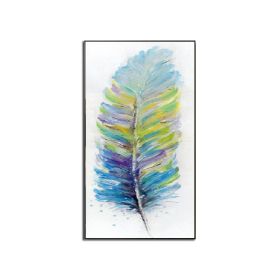 Handmade Abstract Oil Painting Top Selling Wall Art Modern Colorful Feather Picture Canvas Home Decor For Living Room No Frame (Size: 50x100cm)