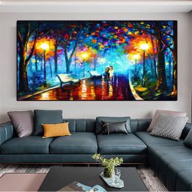 Hand Painted Night Thick Modern Canvas Oil Paintings Wall Art Abstract Landscape Pictures For Living Room Home Decoration (Size: 75x150cm)