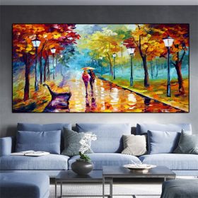 Handmade Large Abstract Knife Oil Painting Landscape Wall Art Modern Poster Living Room Home Decoration Mural Porch Frameless (Size: 75x150cm)