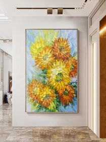 Poster Print Floral Vase Oil Painting Canvas Art Modern Wall Picture for Living Room Vincent Van Gogh Golden Sunflower (Size: 70x140cm)