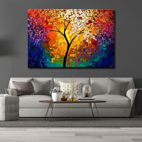 Hand Painted Canvas Oil Paintings Colorful Forest Landscape Abstract Wall Pictures Nordic Art Living Room Home Decor Frameless (Size: 90x120cm)