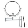 8-inch Wall Mounted Makeup Vanity Mirror, Height Adjustable, 1X / 10X Magnification Mirror, 360¬∞ Swivel with Extension Arm