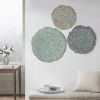 Textured Feather 3-piece Metal Disc Wall Decor Set