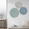 Textured Feather 3-piece Metal Disc Wall Decor Set