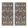 Distressed Carved Wood 2-piece Wall Decor Set