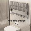 Towel Rack for Bathroom Towel Storage Wall Mounted Foldable Towel Shelf with Towel Bar Hooks No Assembly Required 24-Inch