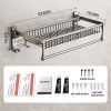 Towel Rack for Bathroom Towel Storage Wall Mounted Foldable Towel Shelf with Towel Bar Hooks No Assembly Required 24-Inch